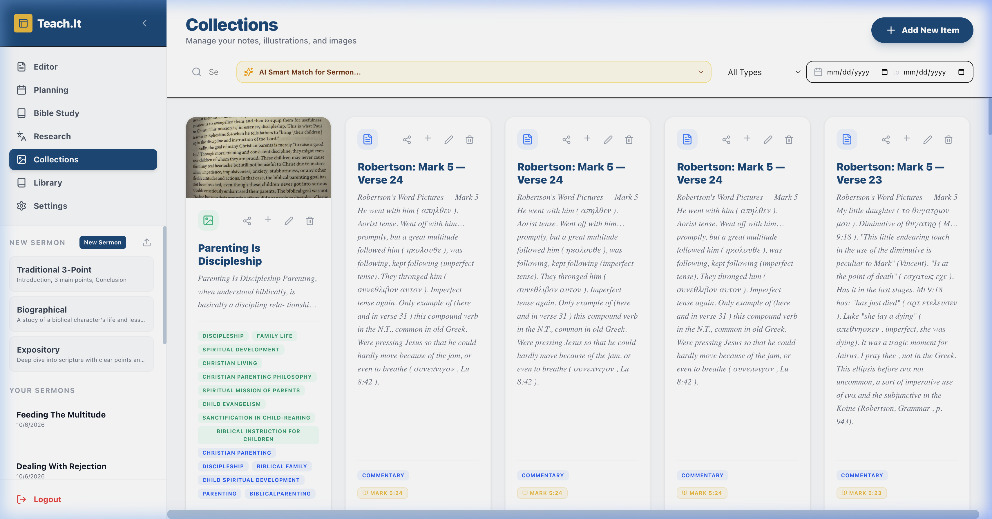 Collections library grid view