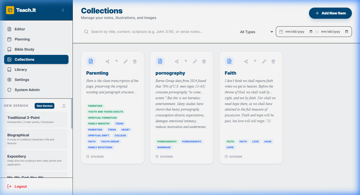 Collections library grid view